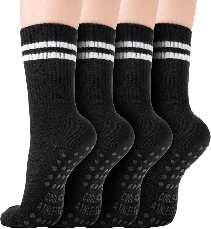 CoolMate Store Pilates Socks with Grips for Women, Yoga Socks, Crew Non Slip Women for Barre, Pilates Gifts - Image 1